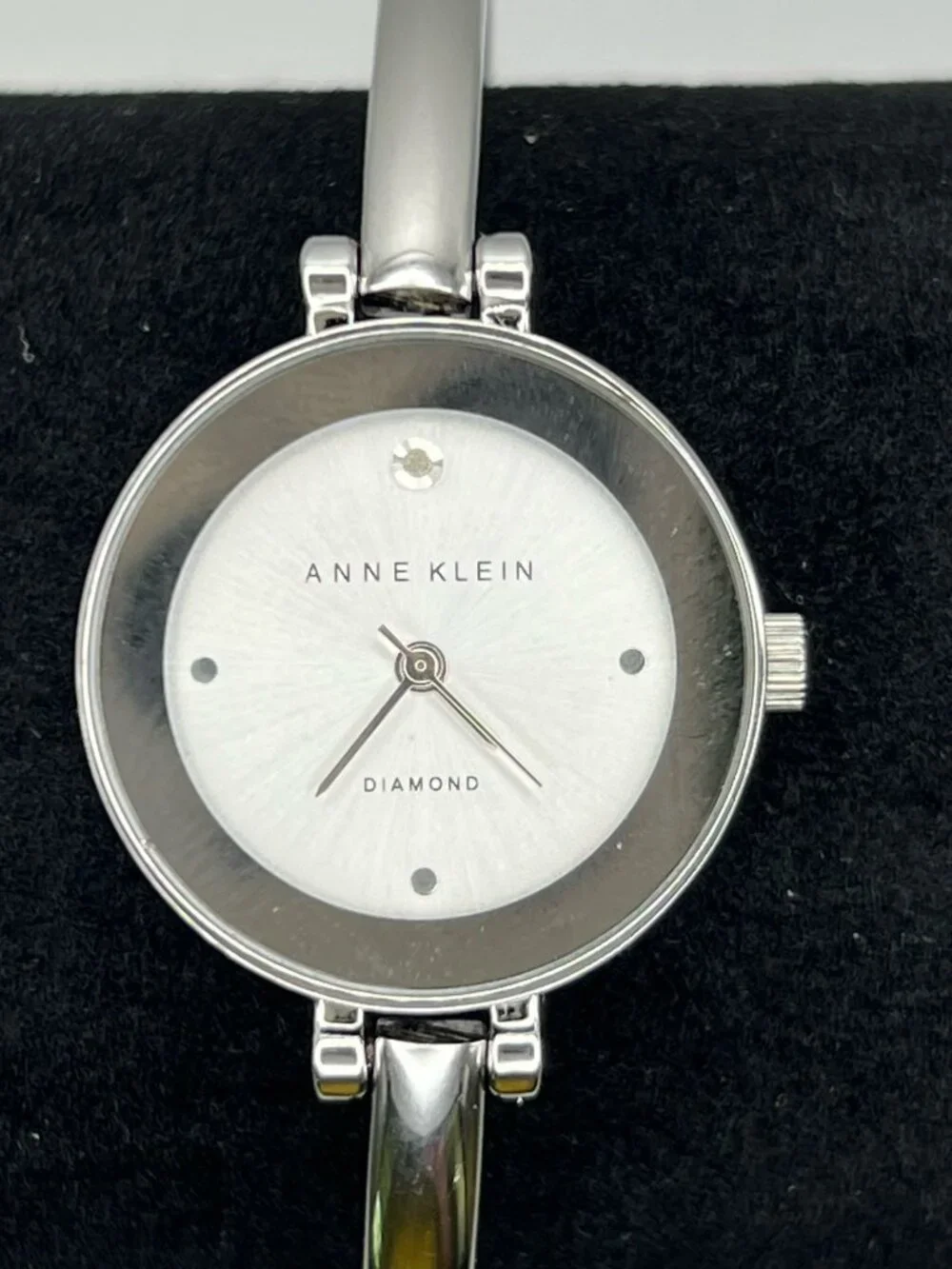 Anne Klein Diamond Ladies Watch Bangle Silver Working new battery